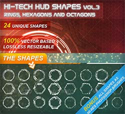 PS/AI画笔－科技元素：Hi-Tech HUD Shapes Vol.3